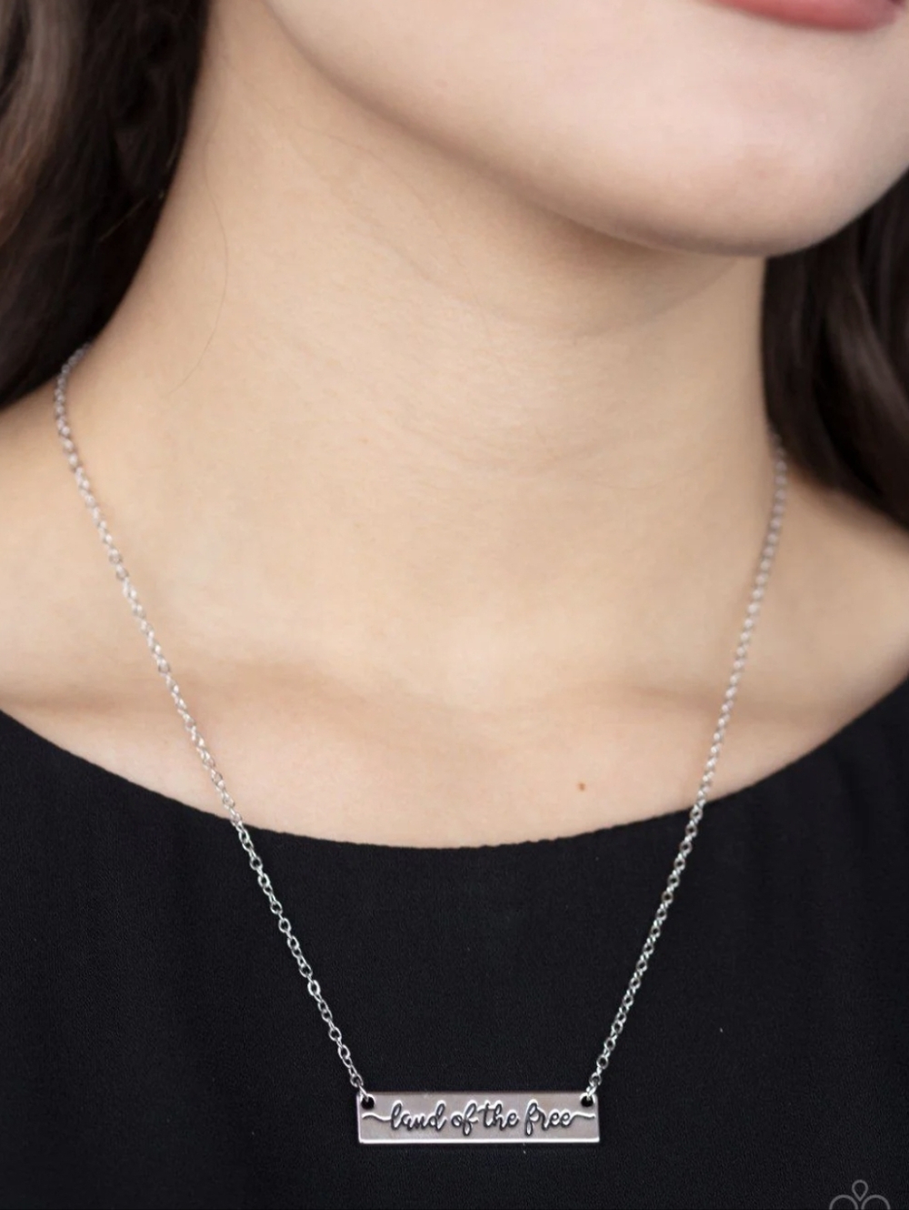 #43 Paparazzi Silver Dangle Bar Necklace and Earrings Set